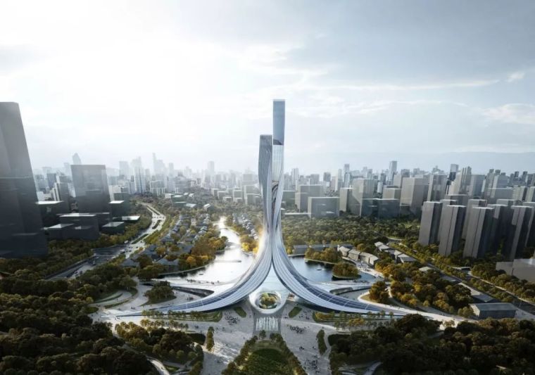 2020建筑竞赛资料下载-RMJM赢‘湘江之门’竞赛,相拥'大雁'腾空起