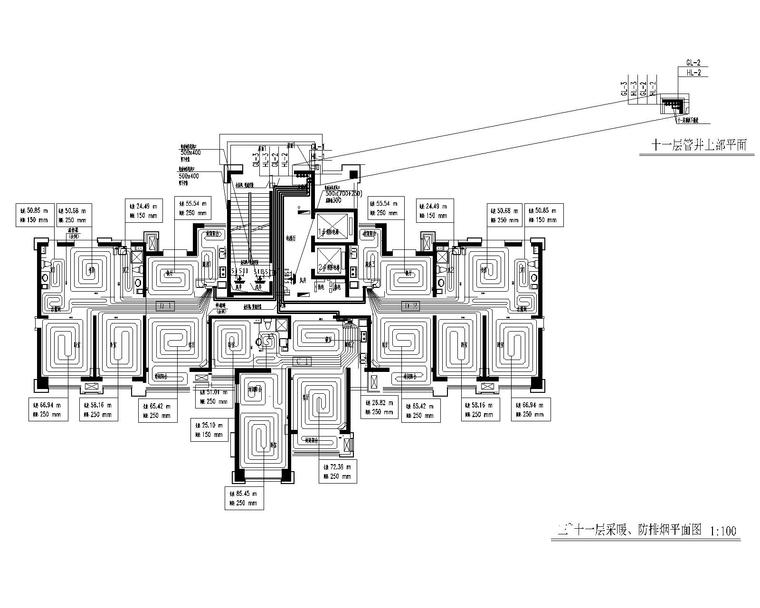 中建威海路项目15#楼暖通施工图-三~十一层采暖、防排烟平面图