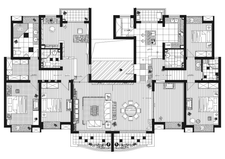 四居室175施工图资料下载-[上海]嘉丽豪园233㎡四居室样板间施工图