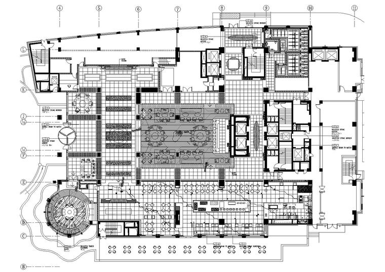 [​温州]锦绣路五星商务酒店室内装饰施工图-一层地面铺装图