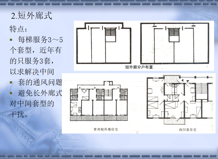 多层住宅设计PPT讲义（155页，附多图）-短外廊式