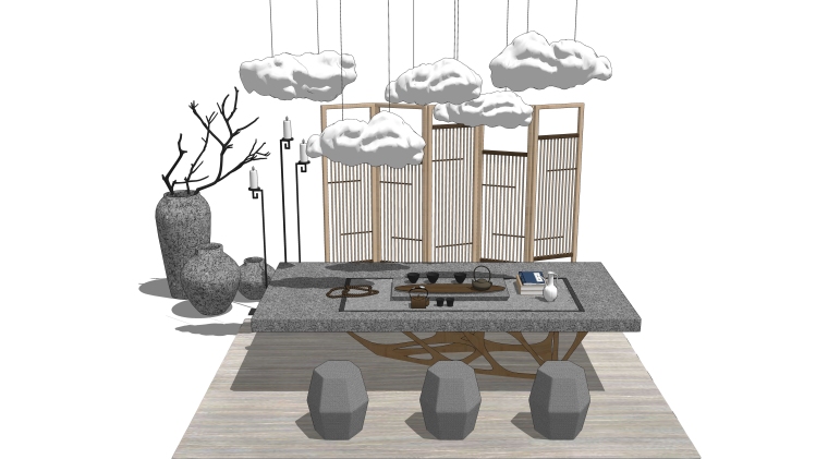 室内SU模型_沙发模型设计（42套）-5休闲泡茶桌椅 (1)