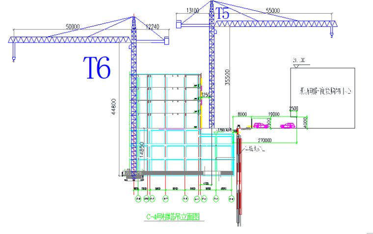 朝阳广场塔吊基础施工方案-塔吊立面图