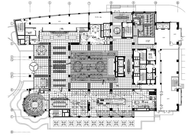 [​温州]锦绣路五星商务酒店室内装饰施工图-一层总平图