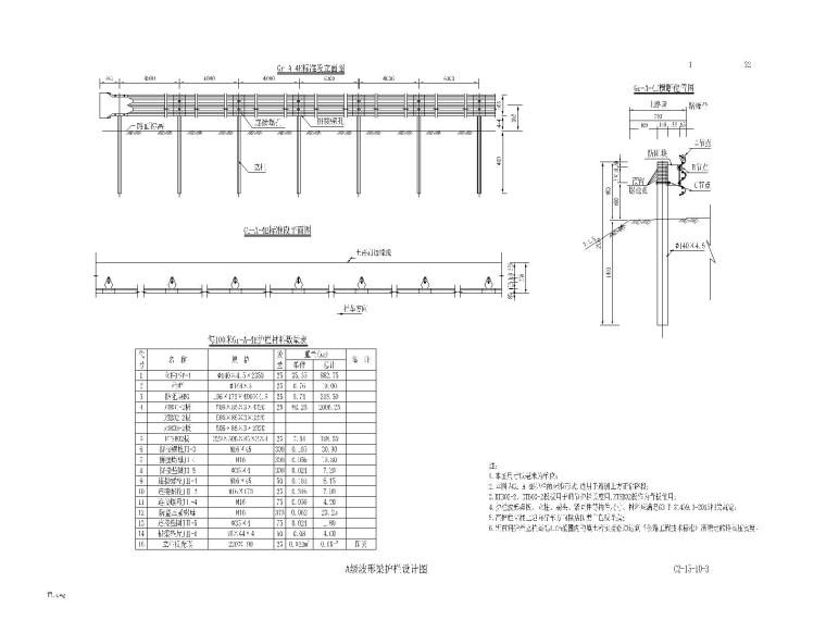 SA级波形梁护栏CAD图资料下载-A级波形梁护栏