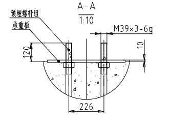 塔式起重机专项施工方案-预埋螺杆位置示意图