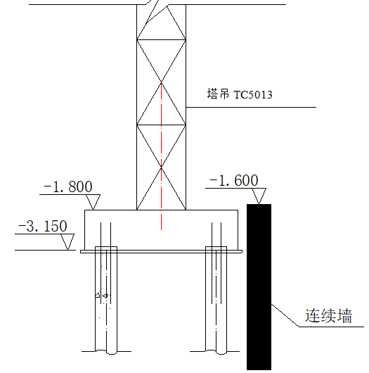 高层框架结构塔吊基础专项施工方案-塔吊剖面布置图