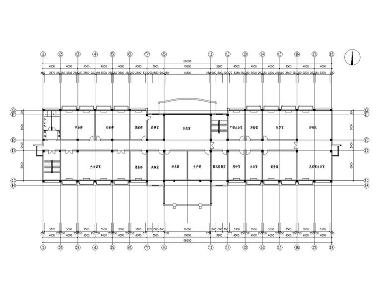 四层办公楼混凝土结构施工图（CAD含建筑）-建筑平面图