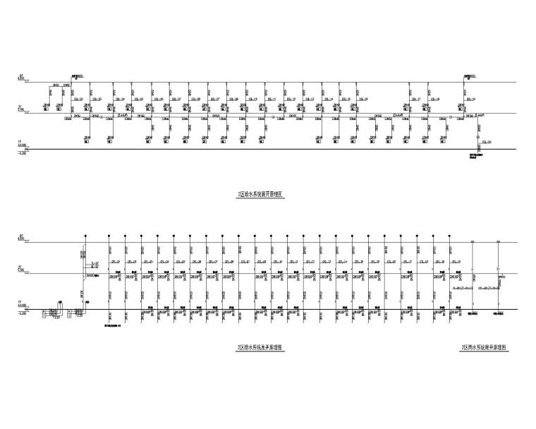 陕西汉中_汉街项目2区给排水施工图-2区排水系统展开原理图