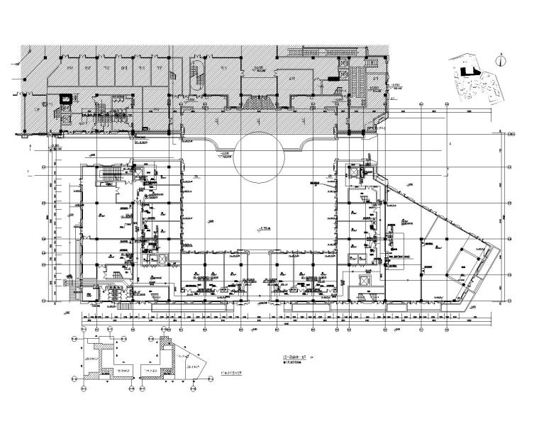 陕西汉中_汉街项目2区给排水施工图-2区一层给排水平面图