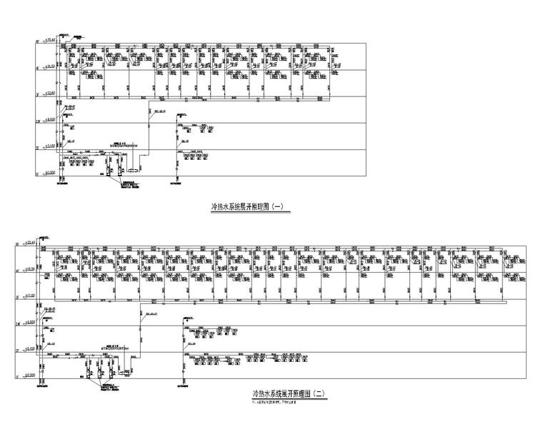 陕西汉中_汉街项目2区给排水施工图-冷热水系统展开原理图