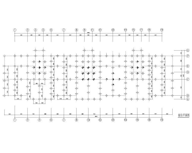 某14层高层住宅混凝土结构施工图（CAD）-桩位平面图