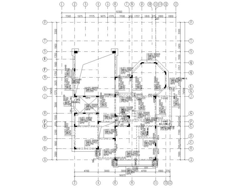 某三层别墅混凝土结构施工图（CAD）-结构配筋图