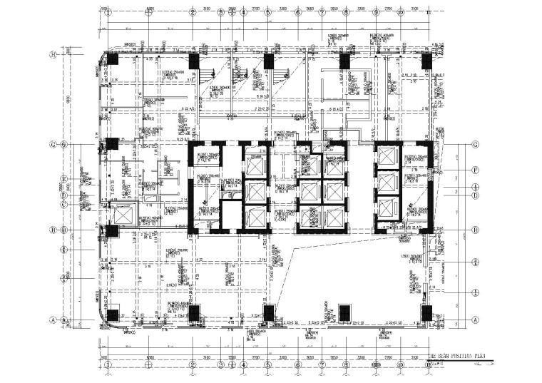 [重庆]财信·渝中城售楼部装饰施工图+效果图-售楼中心梁位示意图