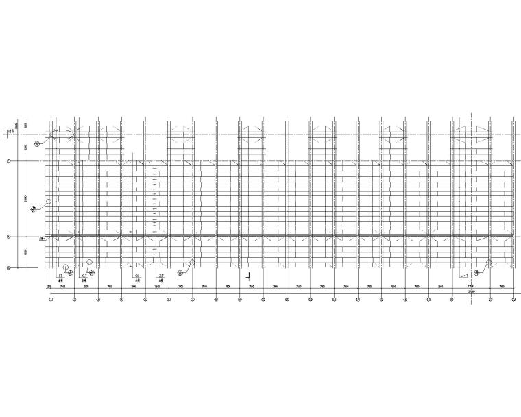 大型钢结构仓库桁架屋面结构施工图（CAD）-屋面檩条布置图
