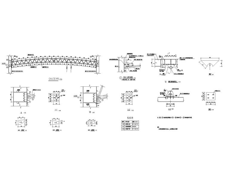 大型钢结构仓库桁架屋面结构施工图（CAD）-节点大样图