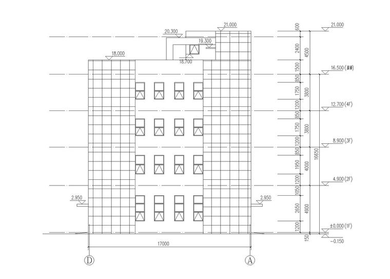 多层框剪结构厂房建筑全套施工图设计-立面图3