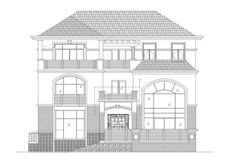 公厕坡屋顶施工图资料下载-坡屋顶3层独栋别墅建筑施工图(289.93平)