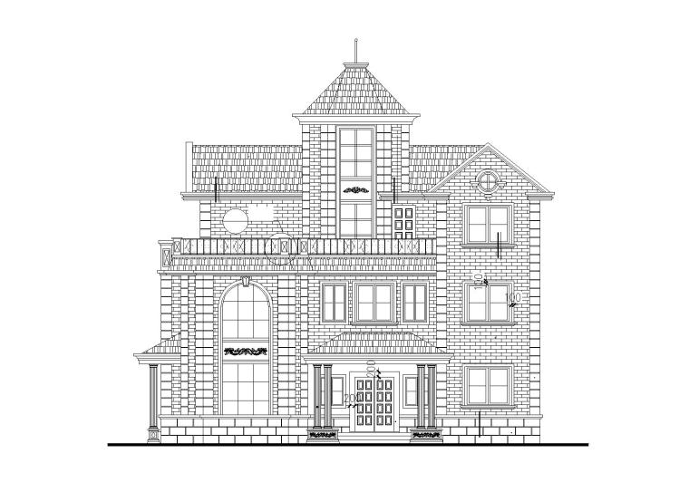 别墅客厅和效果图资料下载-欧陆风格三层独栋别墅建筑施工图(带效果图)
