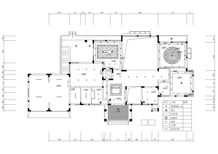 豪华别墅室内设计装饰设计施工图+效果图-一层天花布置图