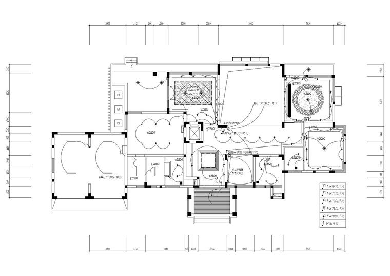 豪华别墅室内设计装饰设计施工图+效果图-一层天花线路图