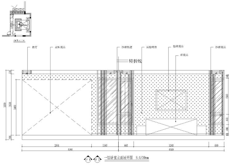 豪华别墅室内设计装饰设计施工图+效果图-一层卧室立面展开图