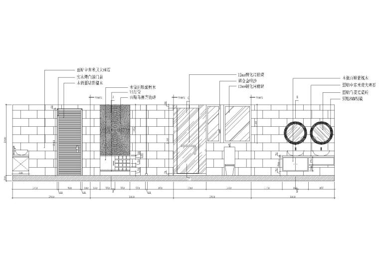 豪华别墅室内设计装饰设计施工图+效果图-一层洗手间壁面立面展开图