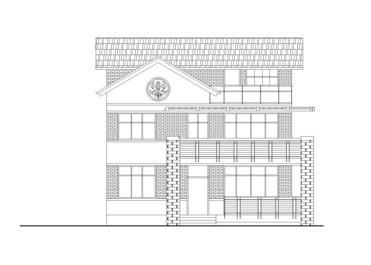 独院式别墅su资料下载-单家独院式三层别墅建筑方案图（CAD）