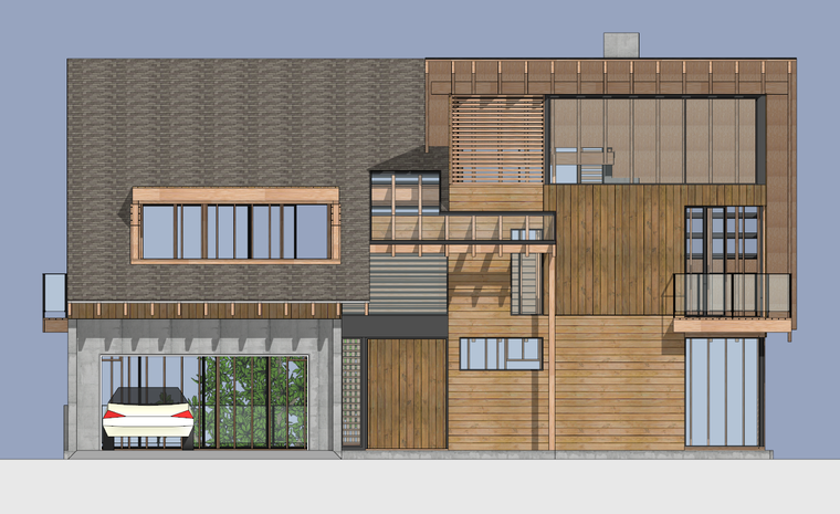 现代住宅家居空间斜面木结构建筑设计SU模型-`{~LIKRQF]7F74IYC@F{T$Q