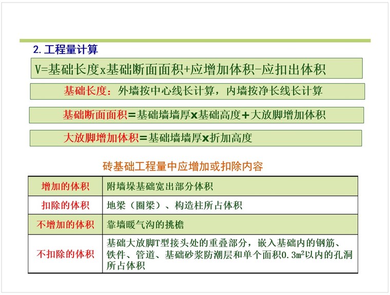 砌筑工程工程量计算方法及计算实例-4、工程量计算