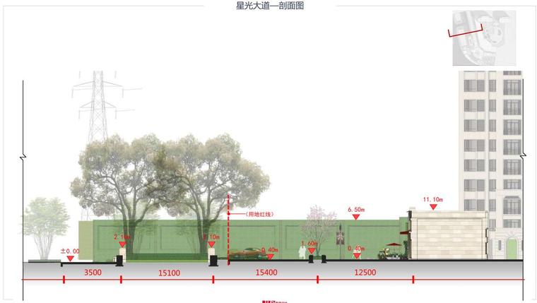 [上海]新古典风格示范区景观深化文本-星光大道—剖面图