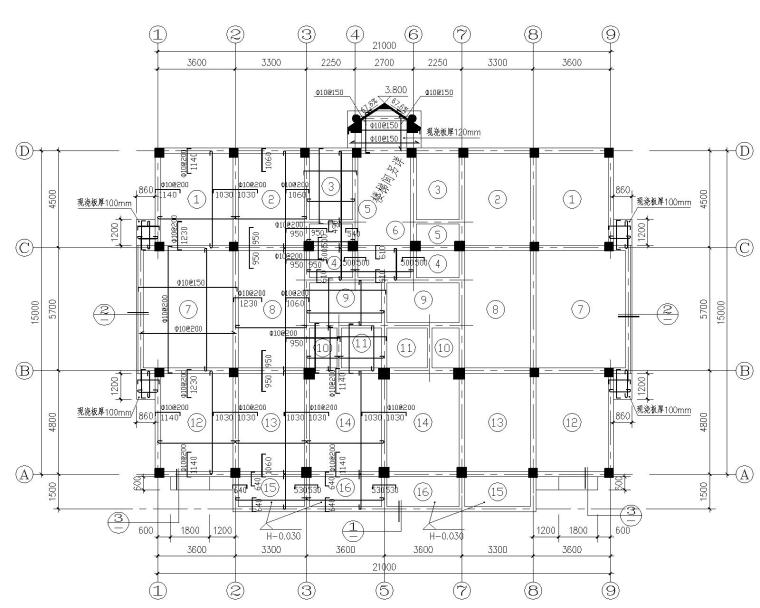 框架结构宿舍施工平面图资料下载-6层教师宿舍楼框架结构施工图（CAD）