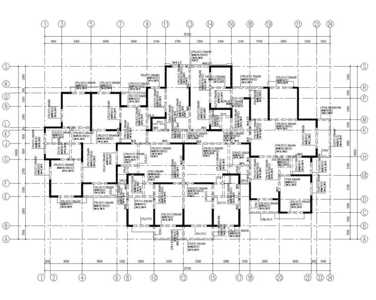 28层高层住宅混凝土结构施工图（CAD）-结构平面图2