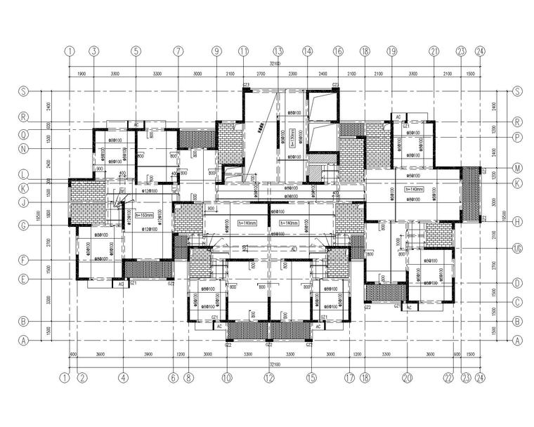 28层高层住宅混凝土结构施工图（CAD）-板配筋图2