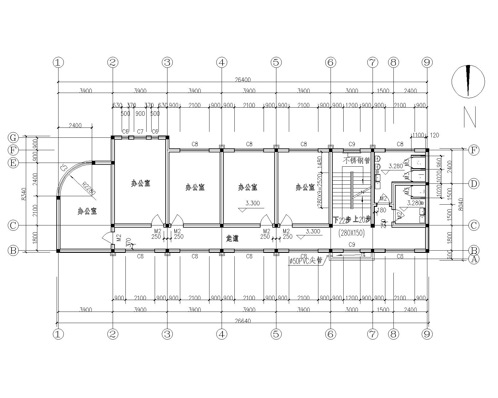 某3层办公楼砖混结构施工图(cad含建筑图)