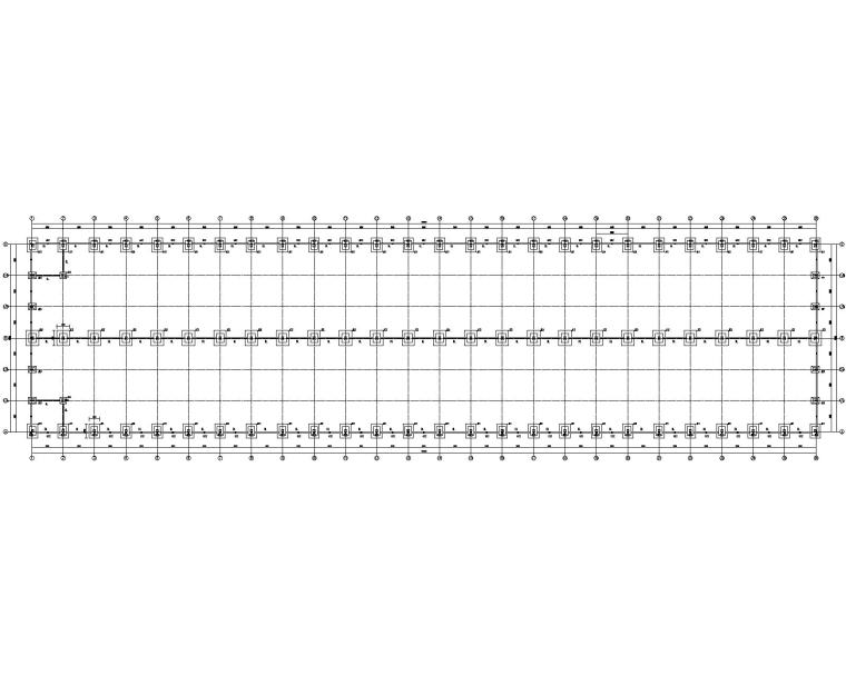 36米双跨钢结构厂房结构施工图（CAD）-基础平面图