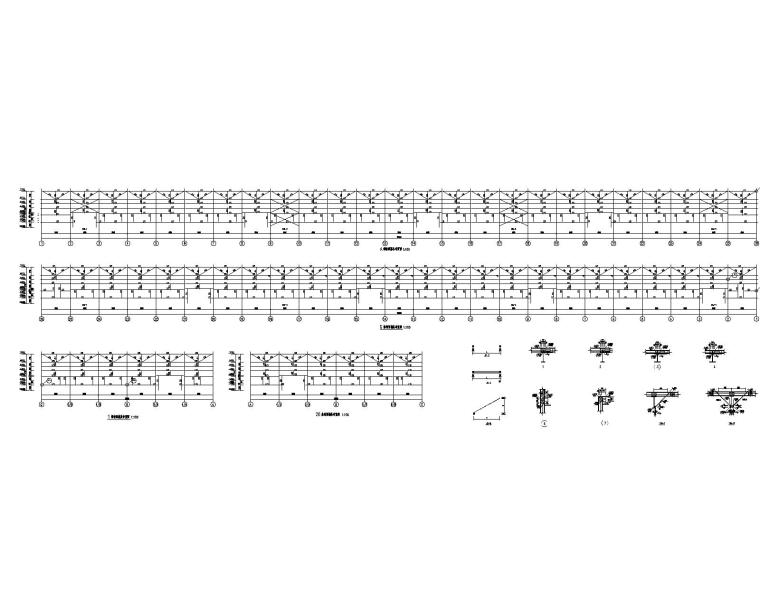 36米双跨钢结构厂房结构施工图（CAD）-墙面檩条布置图