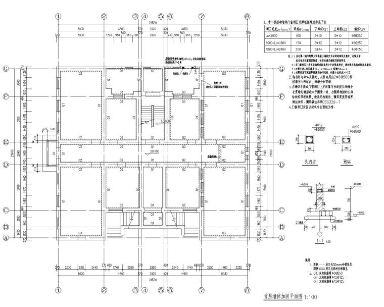 混凝土基础墙体资料下载-三层砖木结构混凝土加固施工图（CAD）