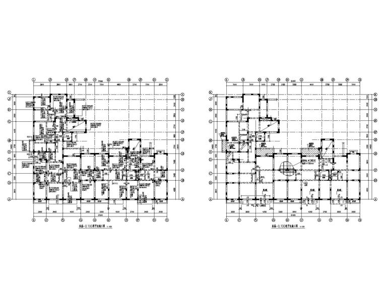 某住宅项目人防地下室结构施工图（CAD）-结构平面图3