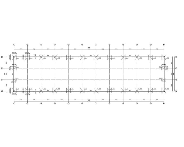 15米单跨钢结构厂房结构施工图（CAD）-基础平面布置图
