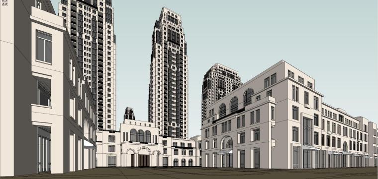 摩纳哥大都会酒店资料下载-新古典大都会小区建筑模型设计