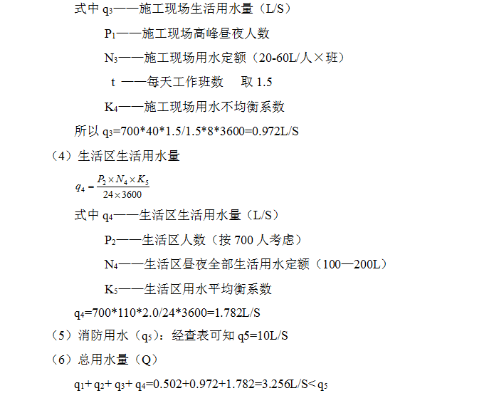 临电、临水施工方案  -用水量计算