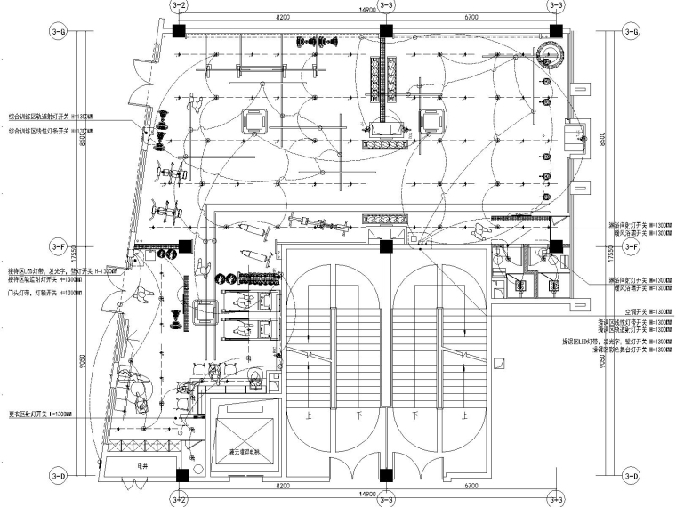 ME+梦想健身私教工作室装修施工图+实景图-8开关连线图