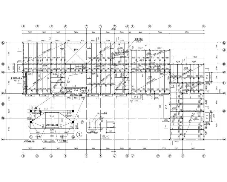楼梯施工图cad参考图集资料下载-某三层办公楼砖混结构施工图（CAD）
