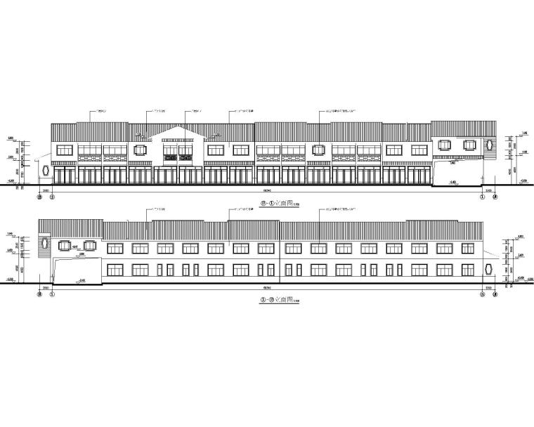 二层综合办公楼结构施工图（CAD含建筑图)-建筑立面图