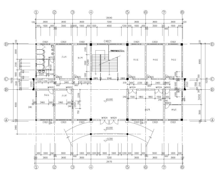 3层办公楼建筑cad图资料下载-四层办公楼混凝土结构施工图（CAD含建筑）
