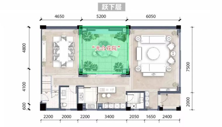 中式带庭院别墅平面图资料下载-“下沉式”庭院成了香饽饽，实用+美观的设