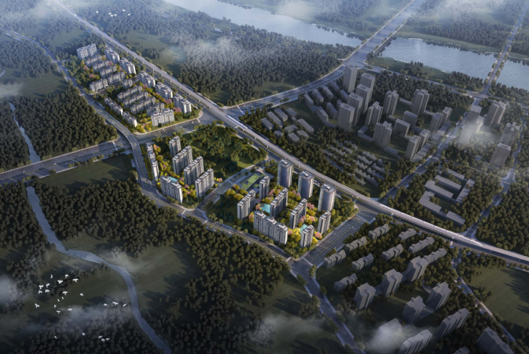 5层洋房住宅方案效果图资料下载-重庆新中式风格高层+小高+洋房住宅建筑方案