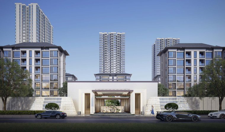 重庆新中式风格高层 小高 洋房住宅建筑方案