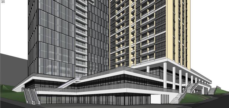 超高层办公建筑方案图纸资料下载-现代风格超高层办公建筑模型设计